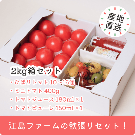 【2kg箱セット】ひばりトマト・ミニトマト・ピューレ・ジュースのセット